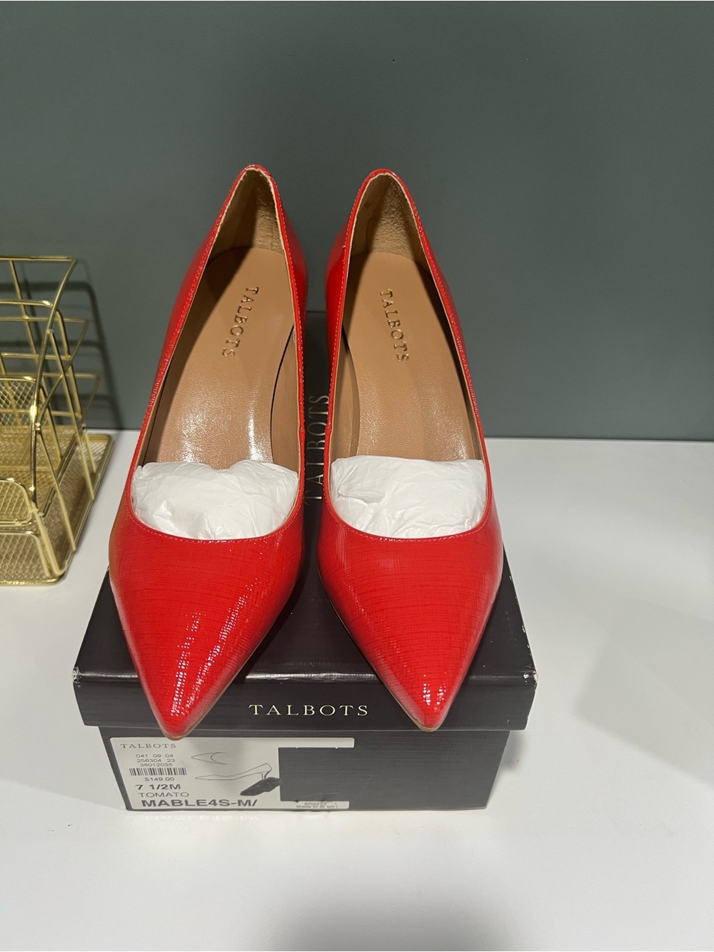 Talbots Red Patent Mable Pointed-Toe Pumps
